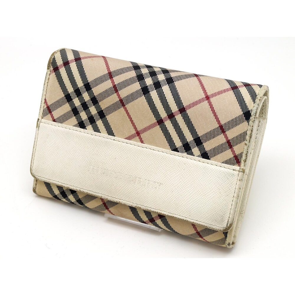 Burberry Canvas fold Beige Bi Wallet White - Picture 1 of 8